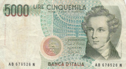 BANCONOTA ITALIA BANCA D'ITALIA L.5000 BELLINI VF (HC1872 - 5000 Liras