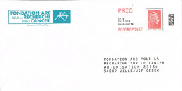 France ENTIER POSTAL STATIONERY PRET A POSTER MARIANNE FONDATION ARC RECHERCHE CANCER POSTREPONSE NEUVE BE - PAP: Antwort