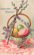 FÊTES ET VOEUX - Joyeuses Pâques - Reliefs - Oeufs De Pâques  - Carte Postale Ancienne - Pasen