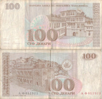 Macedonia 100 Denari 1993 P-12a Banknote Europe Currency Macédoine Mazedonien #5221 - North Macedonia