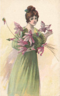 Mode * CPA Illustrateur Italien Italia * Femme Avec Fleurs * Robe Flowers * N°919/4 - 1900-1949