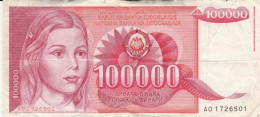 BANCONOTA JUGOSLAVIA 100000 VF (HP77 - Yougoslavie