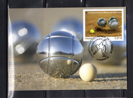 2012 " CHAMPIONNATS DU MONDE DE PETANQUE " Sur Carte Maximum. N° YT 4684 Parfait état CM - Petanque