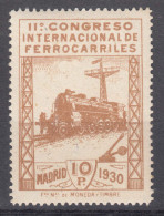 Spain 1930 Railway 10 Pta Mi#456 Mint Never Hinged - Nuovi