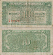 Czechoslovakia 10 Korun ND (1945) P-60a Banknote Europe Currency Tchécoslovaquie Tschechoslowakei #5226 - Checoslovaquia