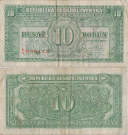 Czechoslovakia 10 Korun ND (1945) P-60a Banknote Europe Currency Tchécoslovaquie Tschechoslowakei #5227 - Czechoslovakia