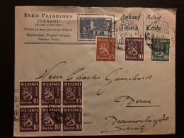 LETTRE ESKO PAJARINEN TIMBRES-POSTE Pour La SUISSE TP 50 + 25 + BANDE 3 + 10 Bande De 3 + BLOC De 6 OBL.28 II 33 JOENSU - Lettres & Documents