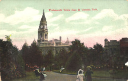 PORTSMOUTH, TOWN HALL, VICTORIA PARK, ARCHITECTURE, TOWER WITH CLOCK, UNITED KINGDOM - Portsmouth