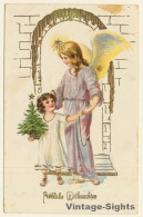 Fröhliche Weinachten / Merry Xmas - Glitter Angels (Vintage PC 1916) - Anges