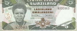 SWAZILAND   5 Emalangeni , ND/1987 , P-14  UNC - Swasiland