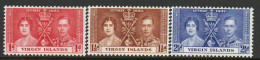 Virgin Islands 1937 Coronation Set Of 3, Hinged Mint, SG 107/9 (WI) - British Virgin Islands