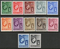 Virgin Islands 1938-47 Definitives, Chalky Paper Set Of 12, Hinged Mint, SG 110/21 (WI) - British Virgin Islands