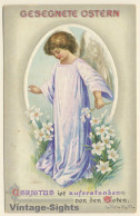 Gesegnete Ostern / Happy Easter - Girl Angel - Daisy (Vintage PC 1912) - Anges