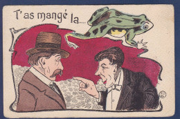 CPA Grenouille Caricature Satirique Circulé Surréalisme Position Humaine - Poissons Et Crustacés