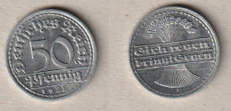 00773) Deutschland, Weimar, 50 Pfennig 1922F - 50 Renten- & 50 Reichspfennig