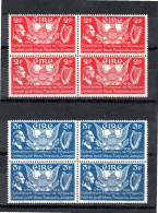 Ireland 1939 Set USA 150 Years Stamps (Michel 69/70) In Block Of Four MNH - Unused Stamps