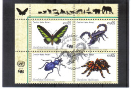 VV837 UNO WIEN 2009 MICHL 588/91 Gefährderte Arten INSEKTEN Viererblock Gestempelt SIEHE ABBILDUNG - Used Stamps