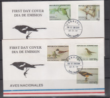 BIRDS- DOMINICAN REP - 1979 - BIRDS SET OF 5 ON 2 ILLUSTRATED FDCS - Duiven En Duifachtigen