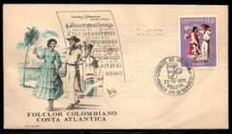 COLOMBIA- KOLUMBIEN - 1971.FDC/SPD. TRADITIONAL DANCES. CUMBIA, SINGLE COVER. - Colombie