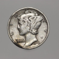 Etats-Unis / USA, Mercury, 1 Dime, 1943, S - San Francisco, Argent (Silver), TB+ (VF), KM#140 - 1916-1945: Mercury (kwik)