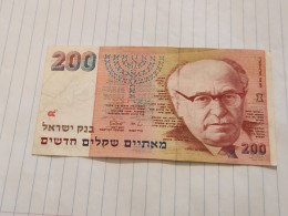 Israel-200 NEW SHEQALIM-ZALMAN SHAZER-(1991)(633)(LORINCZ/BRUNO)(2200240253)-Back Pen Inscription-XXF-GOOD - Israele