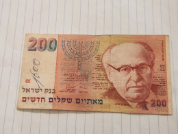 Israel-200 NEW SHEQALIM-ZALMAN SHAZER-(1991)(634)(LORINCZ/BRUNO)(2280152474)-rite Pen Inscription-XXF-GOOD - Israel