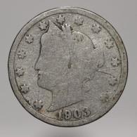 Etats-Unis / USA, Liberty, 5 Cents, 1903, Cu-N (Copper-Nickel), B (VG), KM#112 - 1883-1913: Liberty