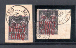 Port-Said   N°19 (surch II + Tiret)  Et 19b (surch II + Point) Oblitérés Sur Fragments - Gebraucht