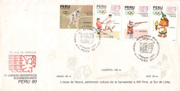 PERÚ - FDC 19-10-1990 JUEGOS DEPORTIVOS Mi #1434-37 / 687 - Peru