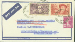 Cachet 1er Transport Aérien De Courrier Sans Surtaxe Pour Allemagne YT 382 384 190 CAD Paris Aviation étranger 1938 - 1927-1959 Lettres & Documents