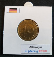 Allemagne 10 Pfennig 1980D - 10 Pfennig