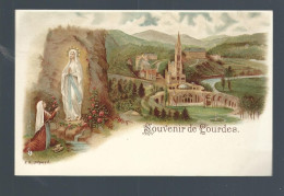 CPA - 65 - Souvenir De Lourdes - La Vierge Et La Basilique - Colorisée - Dos Simple - NC - Saluti Da.../ Gruss Aus...