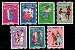 01- KOLUMBIEN – 1970/1971- MI#:1175-78,81,1209,18- MNH- TRADITIONAL DANCES - Colombie