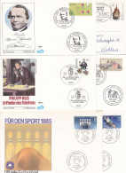 GERMANY - ALLEMAGNE - BUND - FDCs - 1984/86 - MICHELSTADT, MENDEL, REIS, SPORT, WEBER, AUTOMOBIL, WALSRODE - 1981-1990