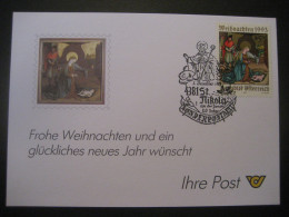 Österreich- St. Nikola/Donau 5.12.1999, 30. Nikolaus-Sonderpostamt Auf Glückwunschkarte - Brieven En Documenten