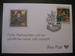 Österreich- St. Nikola/Donau 5.12.1999, 30. Nikolaus-Sonderpostamt Auf Glückwunschkarte - Storia Postale