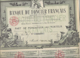 BANQUE DU FOCIER FRANCAIS - PART DE FONDATEUR  ILLUSTREE-  ANNEE 1922 - Banque & Assurance