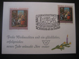 Österreich- St. Nikola/Donau 6.12.1988, Nikolaus-Sonderpostamt Auf Glückwunschkarte - Briefe U. Dokumente