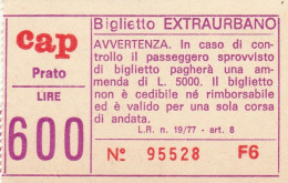 BIGLIETTO BUS TRAM CAP PRATO L.600 (BX103 - Europe