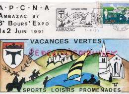 87- AMBAZAC - 6 BOURSE EXPO CARTES POSTALES- 1991- DESSIN JEAN TABAUD VACANCES VERTES - Ambazac