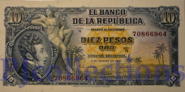 COLOMBIA 10 PESOS ORO 1961 PICK 400c UNC - Kolumbien
