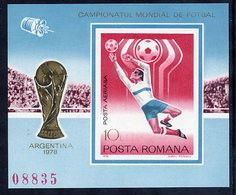 ROMANIA 1978 Football World Cup Imperforate Block MNH / **.  Michel Block 150 - Blocs-feuillets