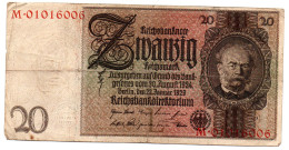 Germany - German Empire  - Banknotes - 20 Reichsmark - Fancy Serial Number ( 0101 6006 ) - Berlin 1929 - Third Reich Ww2 - 20 Reichsmark