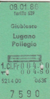 BIGLIETTO TRENO GIUBIASCO LUGANO 1986 (BY1453 - Europe