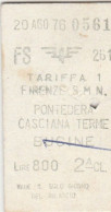 BIGLIETTO TRENO EDMONSON PONTEDERA CASCIANA L.800 1976 (BY1319 - Europe