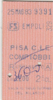 BIGLIETTO TRENO EDMONSON EMPOLI PISA 1983 L.3600 (BY1257 - Europe