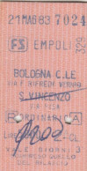 BIGLIETTO TRENO EDMONSON EMPOLI BOLOGNA L.9200 1983 (BY1244 - Europe