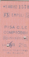 BIGLIETTO TRENO EDMONSON PISA COMPIOBBI 1982 L.2600 (BY1256 - Europe