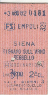 BIGLIETTO TRENO EDMONSON SIENA RIGNANO SULL'ARNO (BY1219 - Europe