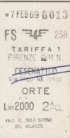 BIGLIETTO TRENO EDMONSON FIRENZE ORTE L.2000 1969 (BY1101 - Europe